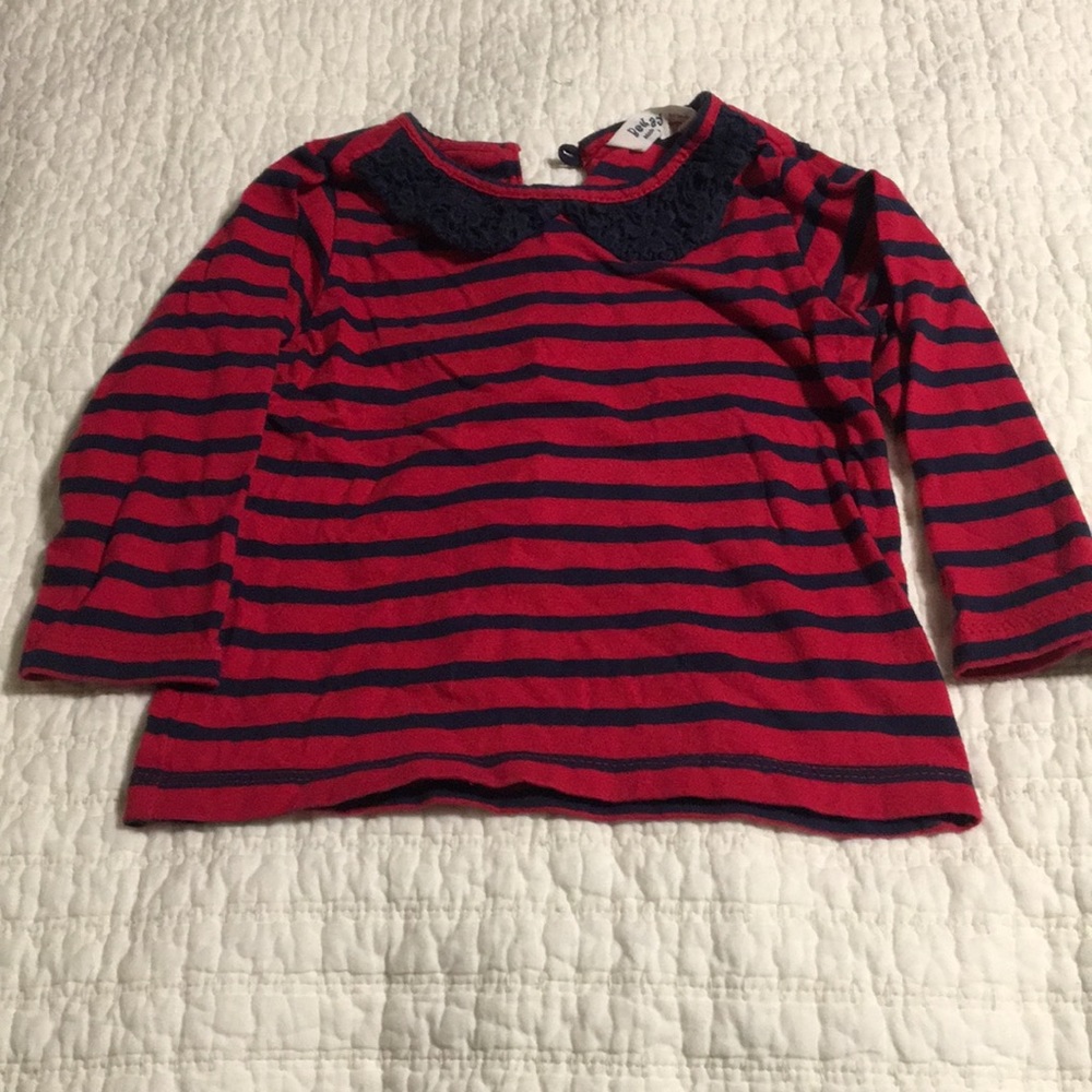 Lace collar striped tee